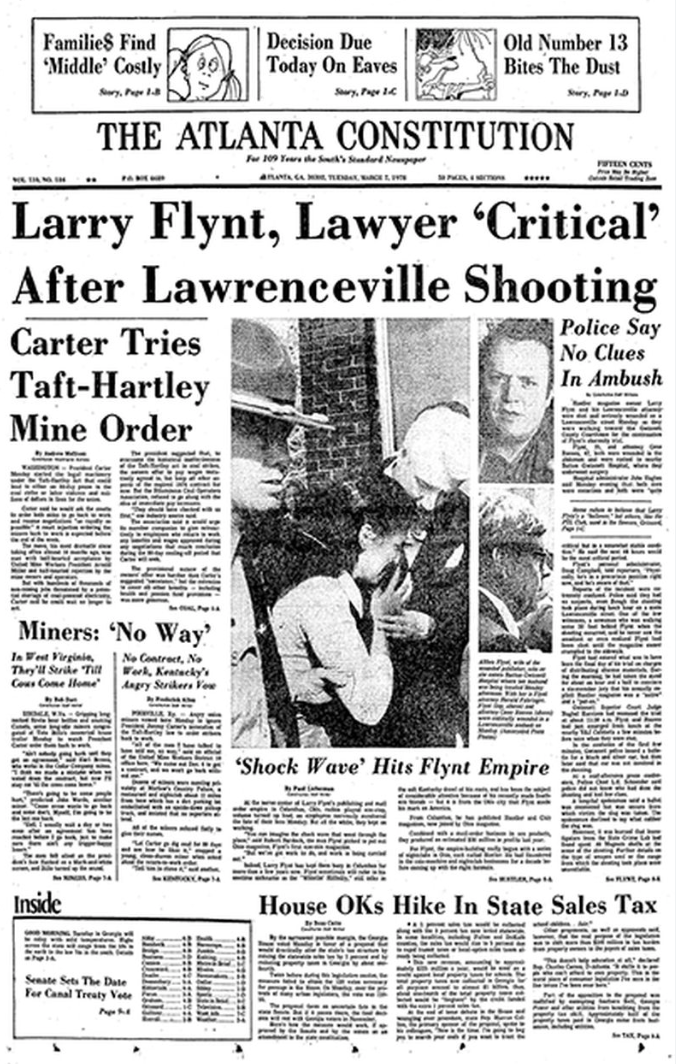 lawrenceville georgia larry flynt shooting newspaper headline